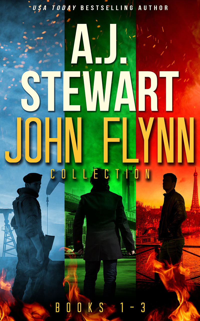 John Flynn Collection Book Cover, 1 - 3 in the John Flynn Thriller Series by author A.J. Stewart.